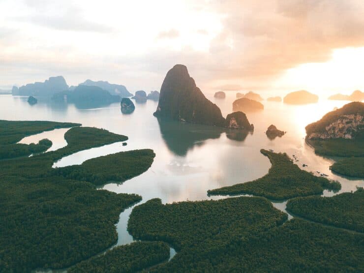 Phang Nga bay sunrise landscape